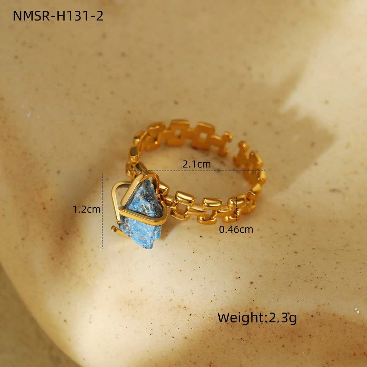 Wholesale Adjustable Open Titanium Steel Vintage Natural Stone Ring